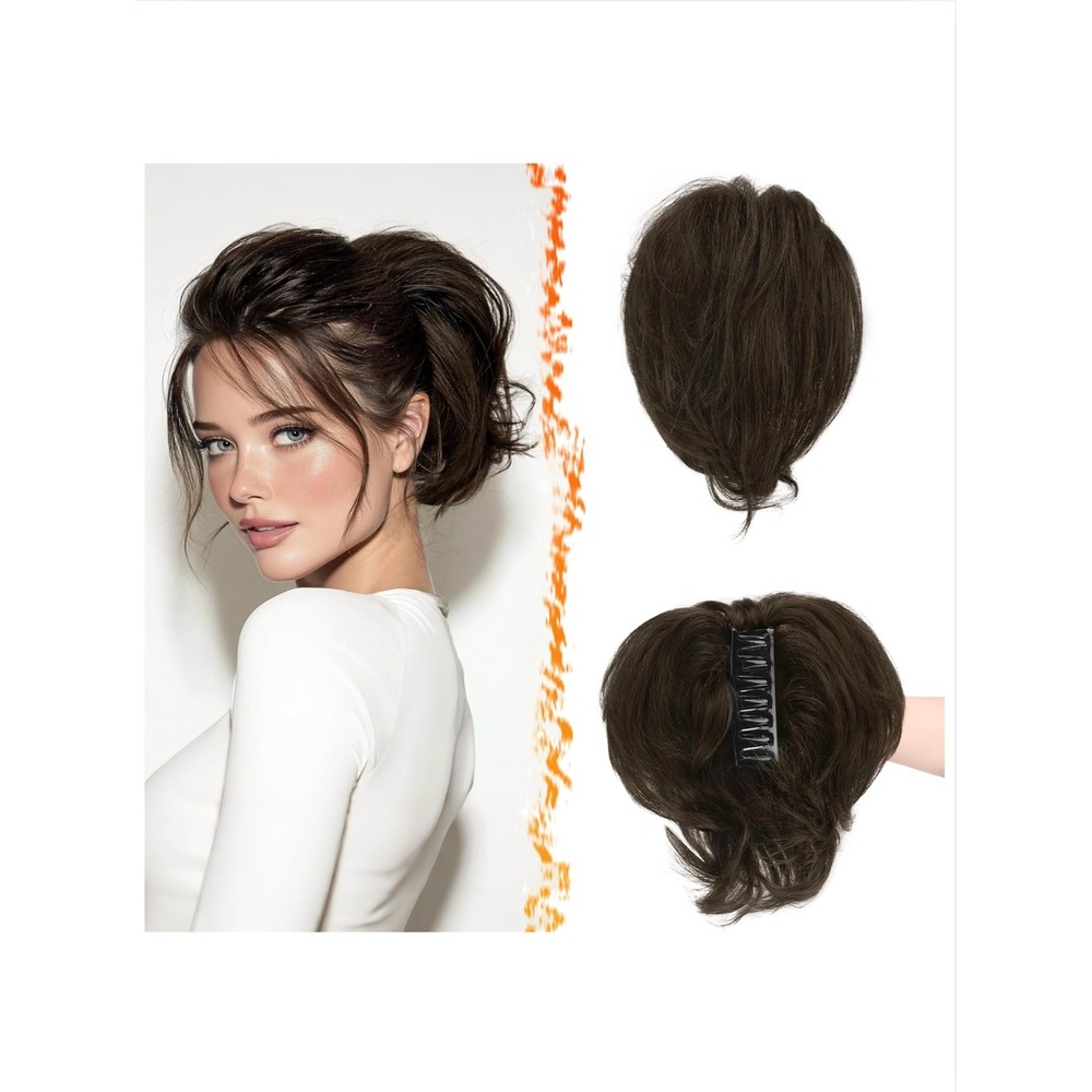 Dark Brown Claw Clip Ponytail Extension | 8" Curly Brunette Ponytail Hairpiece